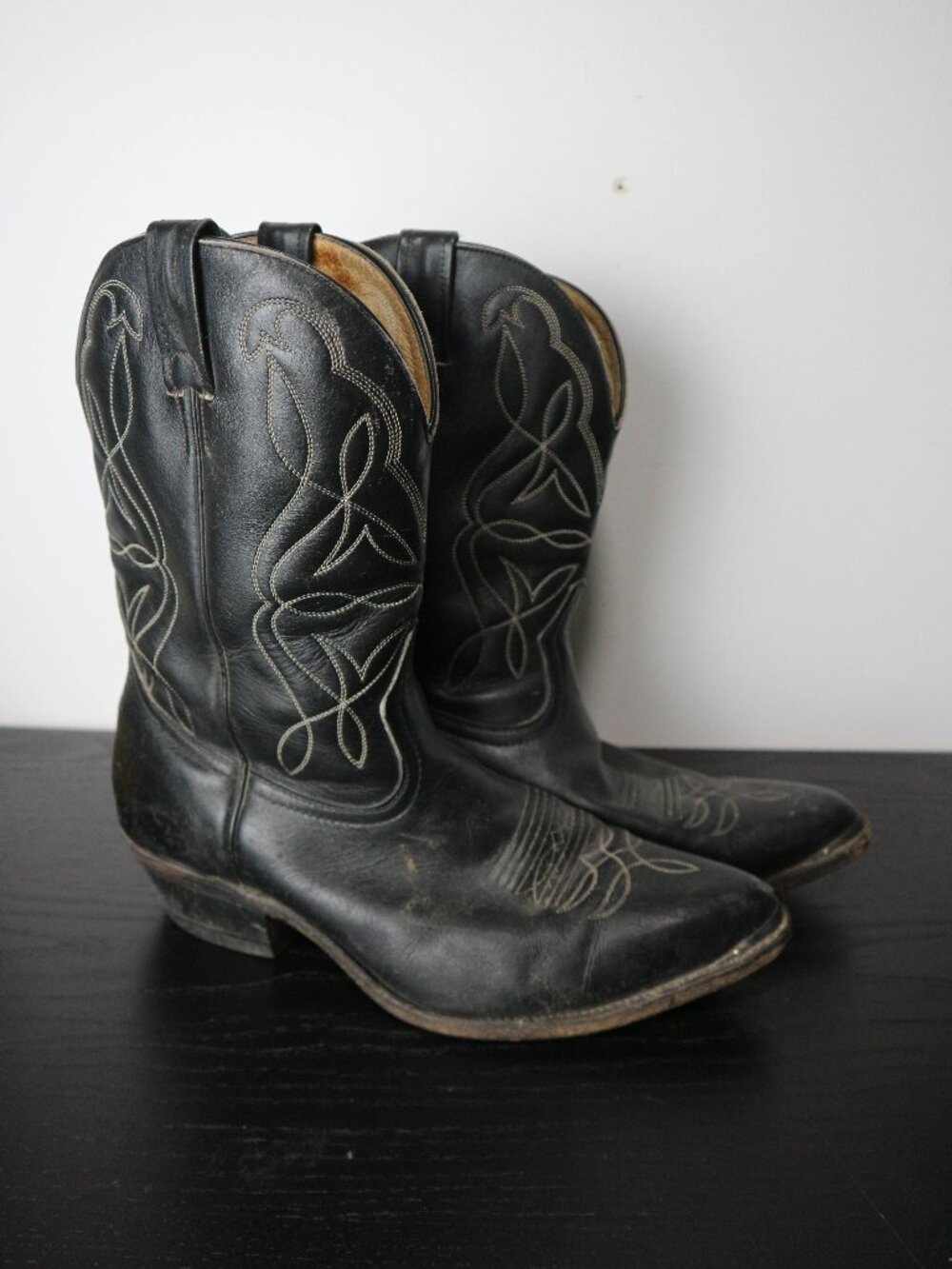 Vintage Western Black Western Cowboy Boots Mens Size 10